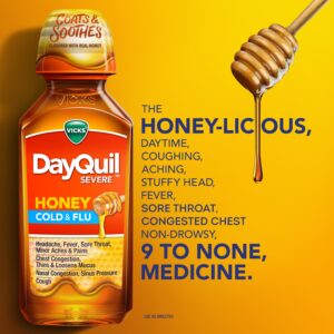 Vicks DayQuil Severe Cold and Flu Liquid, Cold and Flu Medicine for Adults, VapoCool, 12 Fl oz - Image 20