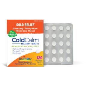 Boiron ColdCalm Tablets, Homeopathic Medicines for Cold Relief, Sneezing, Runny Nose, and Minor Sore Throat Relief, 120 Meltaway Tablets - Image 3