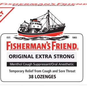 Fisherman’s Friend Cough Suppressant & Sore Throat Lozenges, Original Extra Strong, Menthol, 38Count - Image 1