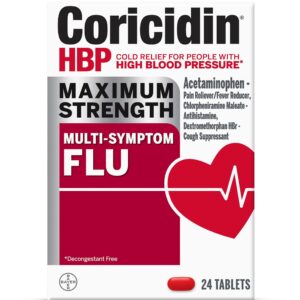 Coricidin HBP Maximum Strength Multi-Symptom Flu Medicine, Tablets, 24 Ct - Image 1