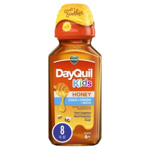 Vicks DayQuil Kids Cold and Cough Liquid, Cold Medicine for Children, Honey, 8 Fl oz - Image 1