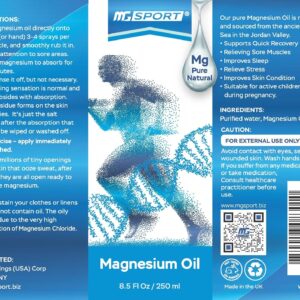 MG Sport Magnesium Oil Spray for Muscle Cramps, Bone & Joint Health, Sleep Support, 8.5 fl oz - Image 6