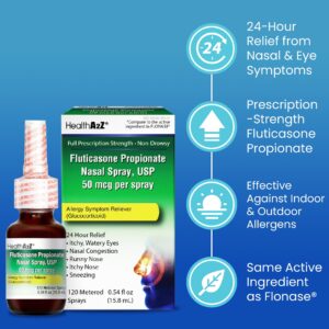 HealthA2Z® Fluticasone Propionate Nasal Spray | 240 Sprays | 50 mcg per Spray | 24 Hour Allergy Relief | 120 Sprays x 2 Pack | Relief from Nasal Congestion | Runny Nose | Sneezing - Image 15