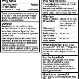 HealthA2Z Allergy Relief | Fexofenadine Hydrochloride 180mg | Antihistamine | Non-Drowsy |120 Caplets - Image 11