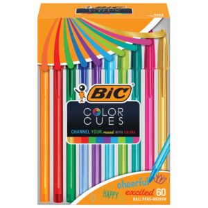 BIC Color Cue Ball Pens, Medium Point, Assorted Colors, 60-Count - Image 1