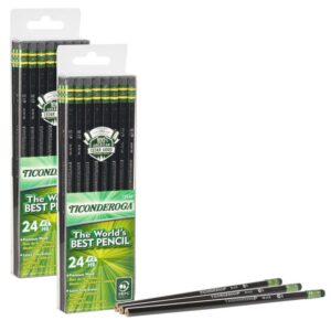 Ticonderoga Pencils, 2 Soft, Black, Unsharpened, 24 Per Pack, 2 Packs - Image 1