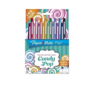 Paper Mate Flair Felt Tip Pens, Ultra Fine Point, Limited Edition Candy Pop Pack, Box of 16 - Image 1