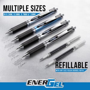 Pentel EnerGel RTX Retractable Liquid Gel Pen, Medium Line, Metal Tip, Black Ink, 6 Pack (BL77BP6A) - Image 3