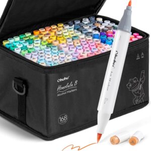 Ohuhu 168-Color Alcohol Brush Markers, Dual Tip Brush & Chisel, Refillable with Blender, Honolulu - Image 11