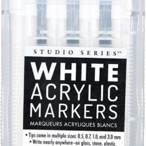 Studio Series White Acrylic Markers (Set of 4 Permanent Markers with Different Tip Sizes), (Hardcover)