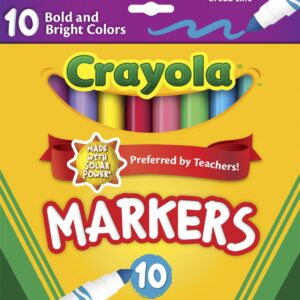 Crayola Original Broad Line Markers, Assorted Bright and Bold Colors, Set of 10