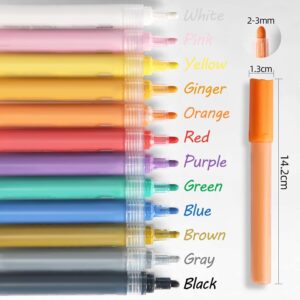 Acrylic Paint Pens Set, 12 Colors Acrylic Markers Kits for 2 to 3mm Painting, Quick Dry Acrylic Paint Markers for Rock Painting Wood Fabric Ceramic Porcelain Scrapbook, with Felt Pen Bag - Image 6
