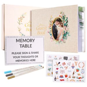 TJT Wedding Guest Book, Elegant Guest Book for Wedding Reception, 100 Pages Polaroid Guest Book for Baby Shower, Birthday and Special Events 10.2" x 7.7",Linen Yellow - Image 3