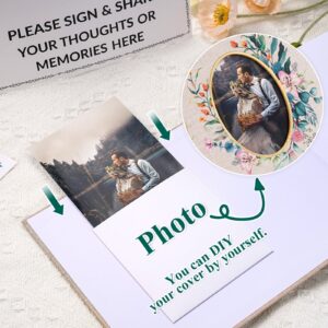 TJT Wedding Guest Book, Elegant Guest Book for Wedding Reception, 100 Pages Polaroid Guest Book for Baby Shower, Birthday and Special Events 10.2" x 7.7",Linen Yellow - Image 4