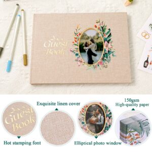TJT Wedding Guest Book, Elegant Guest Book for Wedding Reception, 100 Pages Polaroid Guest Book for Baby Shower, Birthday and Special Events 10.2" x 7.7",Linen Yellow - Image 5