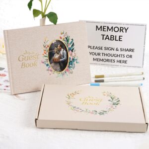 TJT Wedding Guest Book, Elegant Guest Book for Wedding Reception, 100 Pages Polaroid Guest Book for Baby Shower, Birthday and Special Events 10.2" x 7.7",Linen Yellow - Image 8