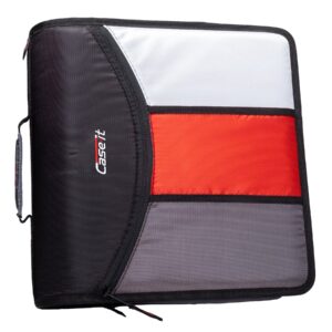 Case•it Mighty Zip Tab, Zip Binder w/ 5-Sub. File, Black, 3" Cap., 12.99"H x 13.11" W x 3"L,D-156-B - Image 1
