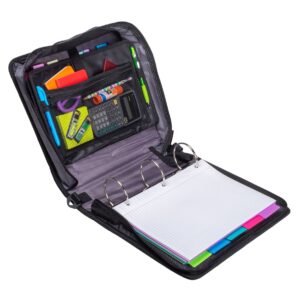 Case•it Mighty Zip Tab, Zip Binder w/ 5-Sub. File, Black, 3" Cap., 12.99"H x 13.11" W x 3"L,D-156-B - Image 3