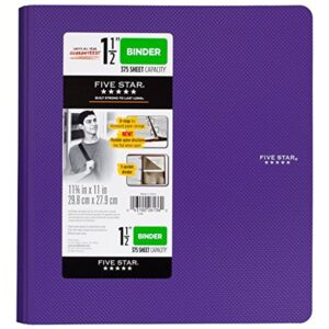 FIVE STAR Polypropylene, Letter Size, 1.5 In, 3 Round Ring Binder, Red - Image 3