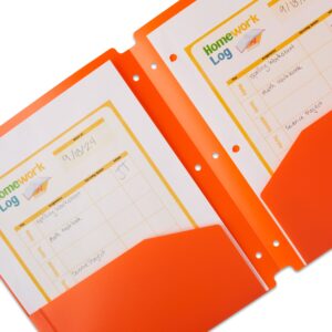 Pen+Gear 2-Pocket Poly Folder, Orange - Image 4