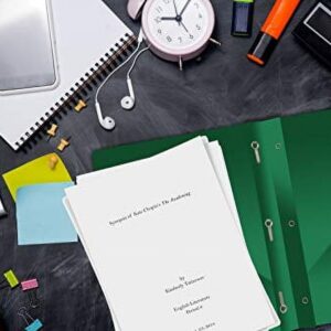 Better Office Products Green Plastic 2 Pocket Folders with Prongs, Heavyweight, Letter Size Poly Folders, 24 Pack, with 3 Metal Prongs Fastener Clips, Green - Image 2