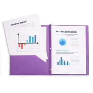 Multicolor Plastic Two Pocket Folders with Prongs, 6 Pack - Image 4