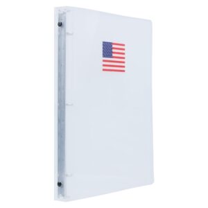 JAM Paper Plastic 3/4 Inch Binder, American Flag Clear 3 Ring Binder, 1/Pack - Image 1