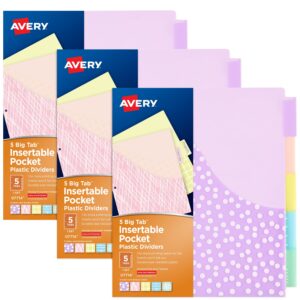Avery Big Tab Plastic Dividers, 5-Tab, 3 Sets (11255) - Image 1