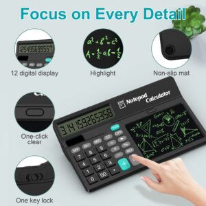 Tugau Calculators Desktop with Notepad 6 Inch Writing Tablet,12 Digits Large Display, Touch Comfortable Calculator Big Buttons, Support Solar and Battery for Office, School, Home & Business - Image 5