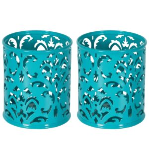 Easypag 2 Pcs 3-1/4 Inch Dia X 3-3/4 Inch High Round Floral Pencil Holder - Image 1