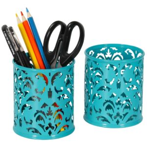 Easypag 2 Pcs 3-1/4 Inch Dia X 3-3/4 Inch High Round Floral Pencil Holder - Image 5
