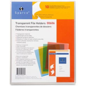 Sparco Transparent Clear Poly File Holders, 10 per Pack - Image 2