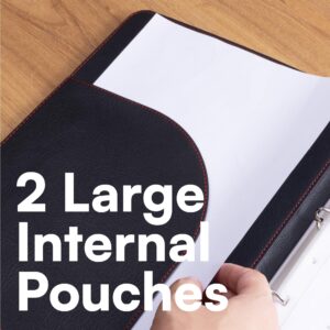 H&S A4 Portfolio Folder with Ring Binder Mechanism, Black Faux Leather, 40 Plastic Pockets - Image 5