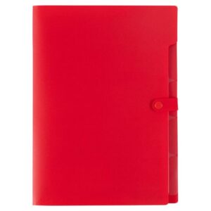 JAM Paper Plastic File Folder with Snap Closure, 5 Pocket, 9 x 11 1/2, Red, 1/Pack - Image 2