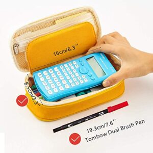 Wrjufa Large Capacity Zipper Pencil Case Pen Pouch Bag Office Student Canvas Stationery Navy - Image 13