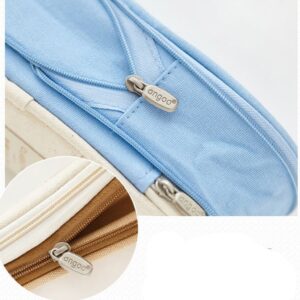 Wrjufa Large Capacity Zipper Pencil Case Pen Pouch Bag Office Student Canvas Stationery Navy - Image 21