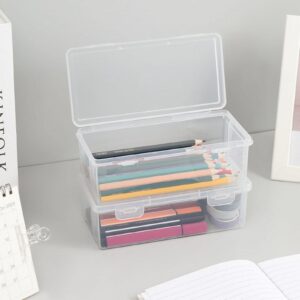 GFHFHITJ Plastic Pencil Box Large Capacity Pencil Boxes Clear Boxes with Snap-Tight Lid Stackable Design And Stylish Office Supplies Storage Organizer Box - Image 53