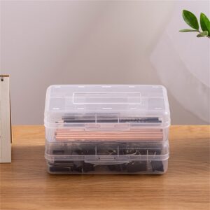 GFHFHITJ Plastic Pencil Box Large Capacity Pencil Boxes Clear Boxes with Snap-Tight Lid Stackable Design And Stylish Office Supplies Storage Organizer Box - Image 56