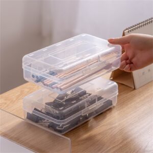 GFHFHITJ Plastic Pencil Box Large Capacity Pencil Boxes Clear Boxes with Snap-Tight Lid Stackable Design And Stylish Office Supplies Storage Organizer Box - Image 57