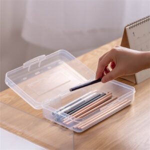 GFHFHITJ Plastic Pencil Box Large Capacity Pencil Boxes Clear Boxes with Snap-Tight Lid Stackable Design And Stylish Office Supplies Storage Organizer Box - Image 59