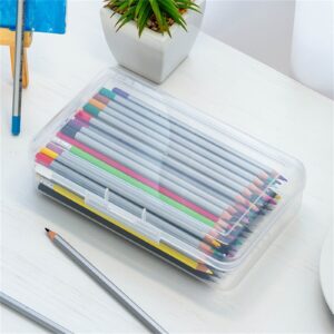 GFHFHITJ Plastic Pencil Box Large Capacity Pencil Boxes Clear Boxes with Snap-Tight Lid Stackable Design And Stylish Office Supplies Storage Organizer Box - Image 60