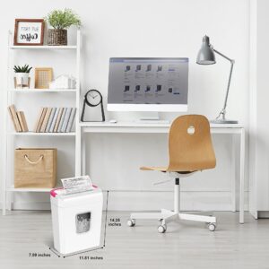 Bonsaii 6-Sheet Cross Cut Paper Shredder with Pink Handle, Compact for Home and Office Use, White - Image 4