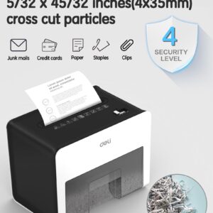 Deli 8-Sheet Paper Shredder Home Office Use Shredder, Mini Desktop Crosscut Shredder with 0.7 Gallon Bin Shred Credit Card/Mail/Staple/Clip, P-4 Security Paper Cutter, White - Image 4