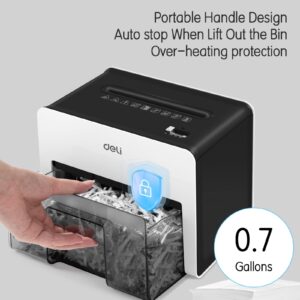 Deli 8-Sheet Paper Shredder Home Office Use Shredder, Mini Desktop Crosscut Shredder with 0.7 Gallon Bin Shred Credit Card/Mail/Staple/Clip, P-4 Security Paper Cutter, White - Image 6