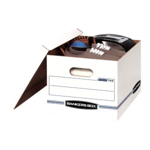 Bankers Box Basic Duty Letter/Legal File Storage Box with Lids, 10 Pack, White Corrugate Cardboard - Image 5