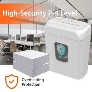 Bonsaii Confidential Shredder, Ideal for home offices, this high-security device shreds up to 6 sheets at once, handling documents, mail, staples, and credit cards, 3.4-gallon bin, White - Image 3