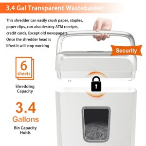 Bonsaii Confidential Shredder, Ideal for home offices, this high-security device shreds up to 6 sheets at once, handling documents, mail, staples, and credit cards, 3.4-gallon bin, White - Image 4