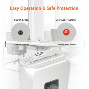 Bonsaii Confidential Shredder, Ideal for home offices, this high-security device shreds up to 6 sheets at once, handling documents, mail, staples, and credit cards, 3.4-gallon bin, White - Image 5