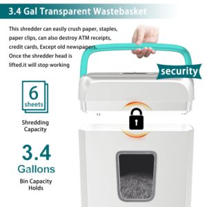 Bonsaii Confidential Shredder, Ideal for home offices, this high-security device shreds up to 6 sheets at once, handling documents, mail, staples, and credit cards, 3.4-gallon bin, White - Image 17