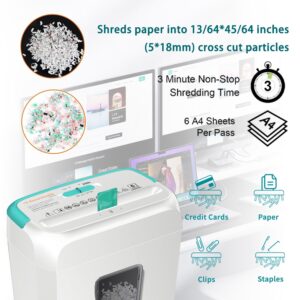 Bonsaii Confidential Shredder, Ideal for home offices, this high-security device shreds up to 6 sheets at once, handling documents, mail, staples, and credit cards, 3.4-gallon bin, White - Image 19